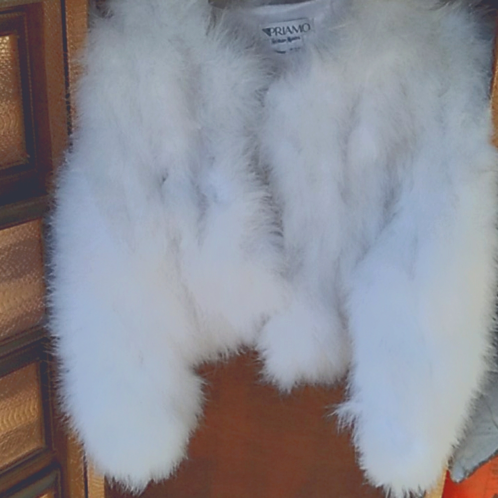 Neiman-Marcus Priamo white ostrich fur coat